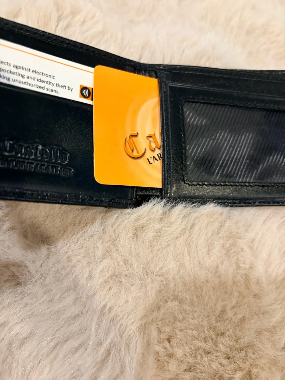 Castello Leather Black Card Sleeve Wallet